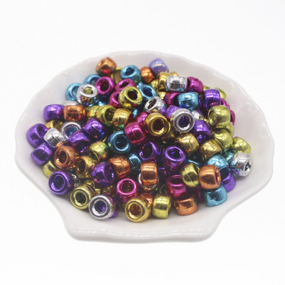 100 vnt. 6x9 mm didelės skylės akrilo karoliukai Dredo karoliukai tarpiklis Laisvi karoliukai papuošalams gaminti „pasidaryk pats“ rankų darbo apyrankių priedai