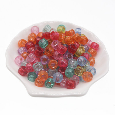 100 vnt. 6x9 mm didelės skylės akrilo karoliukai Dredo karoliukai tarpiklis Laisvi karoliukai papuošalams gaminti „pasidaryk pats“ rankų darbo apyrankių priedai