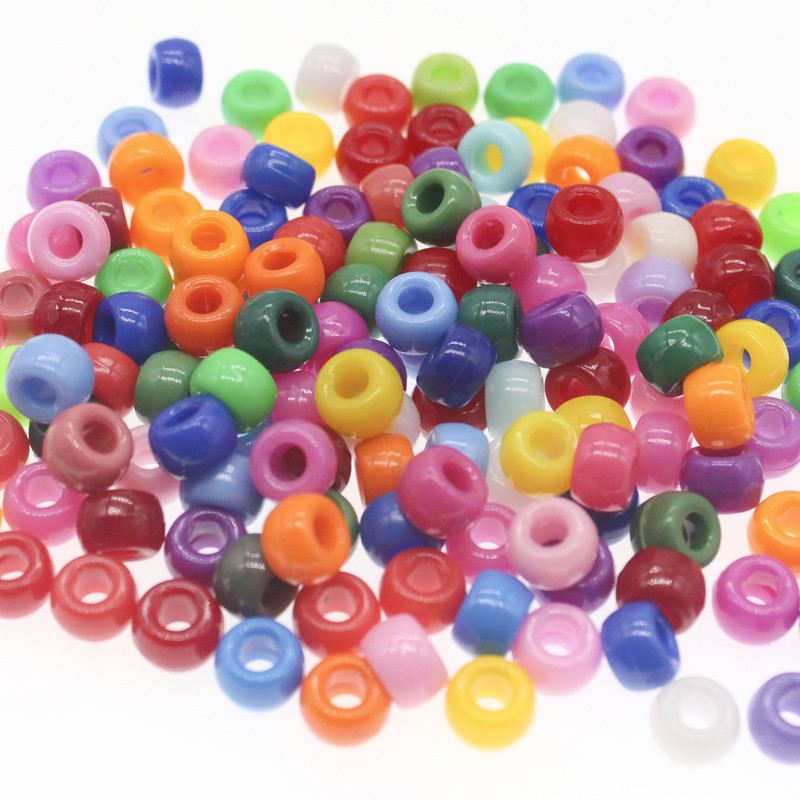 100 vnt. 6x9 mm didelės skylės akrilo karoliukai Dredo karoliukai tarpiklis Laisvi karoliukai papuošalams gaminti „pasidaryk pats“ rankų darbo apyrankių priedai