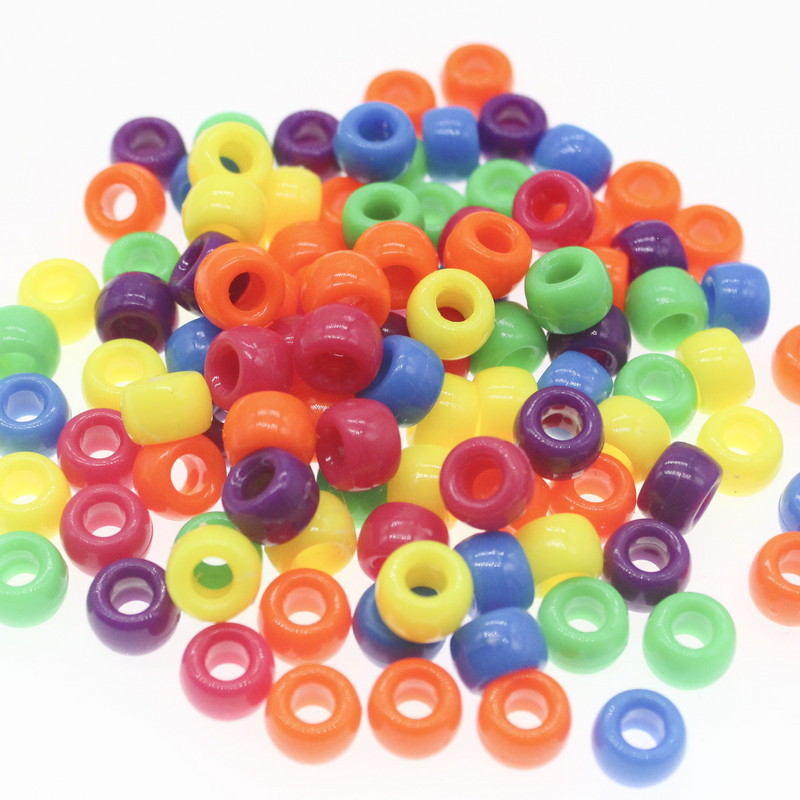 100 vnt. 6x9 mm didelės skylės akrilo karoliukai Dredo karoliukai tarpiklis Laisvi karoliukai papuošalams gaminti „pasidaryk pats“ rankų darbo apyrankių priedai