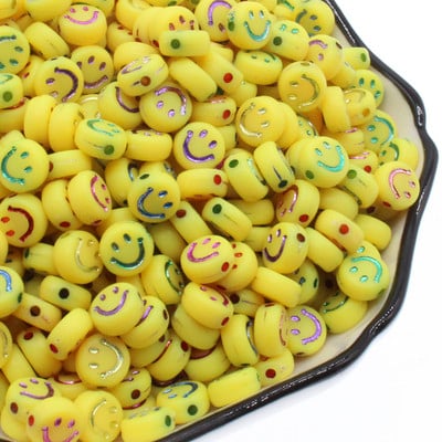 100db Smile akril gyöngyök ékszerkészítéshez, fülbevaló készítéshez nyaklánc kiegészítők 4x7mm