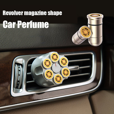 Creative Alloy Revolver Автомобилен освежител за въздух Автомобилен въздушен отвор Парфюмна скоба Шест вида парфюм Авто интериорна декорация Аксесоари