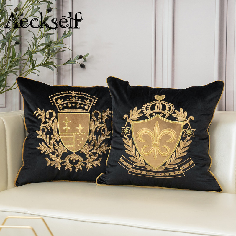 Aeckself luksuzna baršunasta jastučnica s europskim vezom Dekoracija doma tamnoplavo zlatno bež crna jastučnica za bacanje
