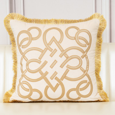 Aeckself luksuzna zlatna kožna izvezena baršunasta jastučnica s resicama Dekoracija za dom Mornarsko plava crna bež jastučnica