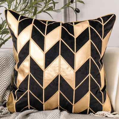Aeckself luksuzna geometrijska karirana kožna vez baršunasta jastučnica kućni dekor plavo zlatno siva crno bijela jastučnica