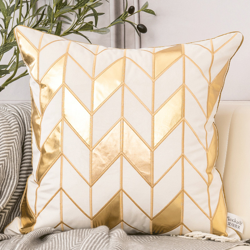 Aeckself luksuzna geometrijska karirana kožna vez baršunasta jastučnica kućni dekor plavo zlatno siva crno bijela jastučnica