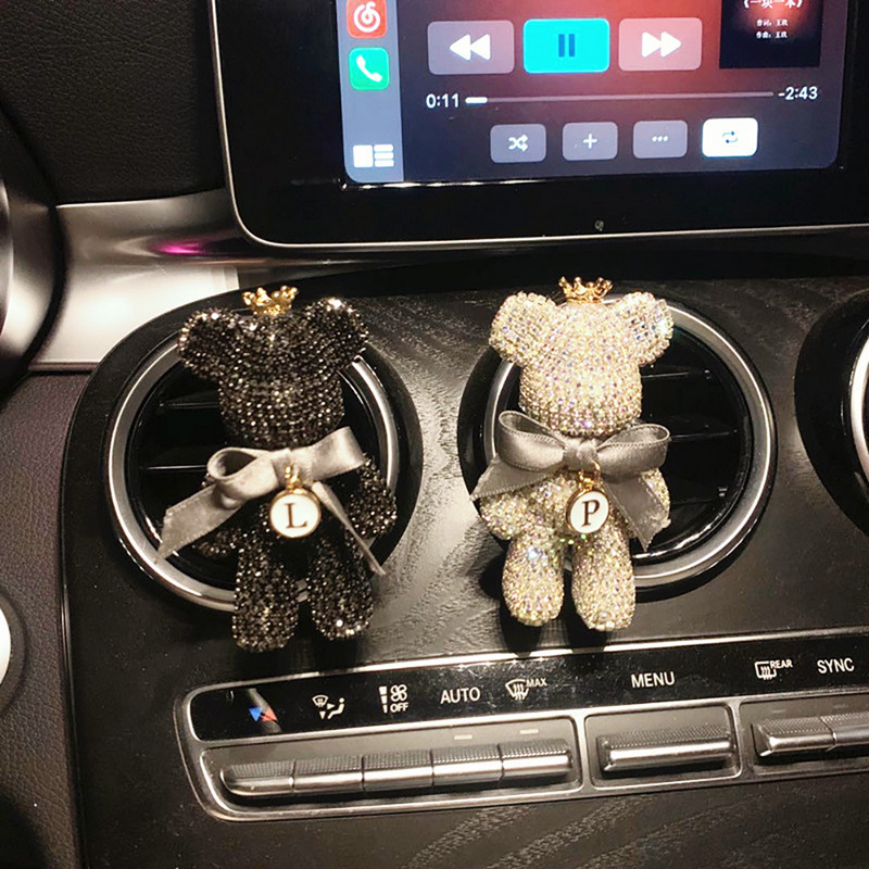 Bling mielas automobilio priedai Crystal Bear automobilio oro gaiviklis su ventiliacijos spaustuku deimantinis kalnų krištolas Automobilių kvepalai vidaus apdaila