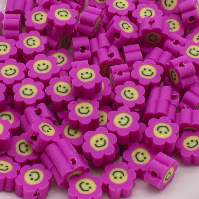 Tamno ružičasti osmijeh Cvjetovi Perle odstojnika od polimerske gline Sunčani cvijet, za izradu nakita, za izradu naušnica Dodaci za ogrlice 10 mm