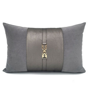 svijetlo luksuzna siva/narančasta/boja kave jastučnica pu koža antilop patchwork jastučnica ukrasna kopča jastučnica oko struka