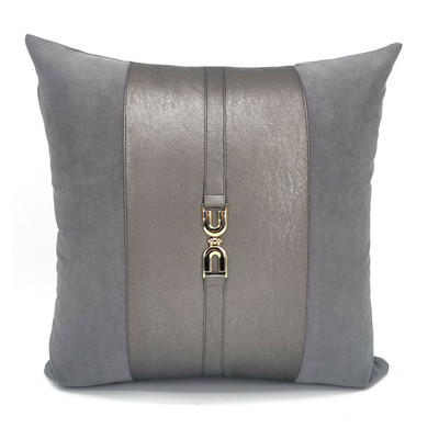 svijetlo luksuzna siva/narančasta/boja kave jastučnica pu koža antilop patchwork jastučnica ukrasna kopča jastučnica oko struka