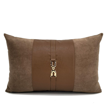 svijetlo luksuzna siva/narančasta/boja kave jastučnica pu koža antilop patchwork jastučnica ukrasna kopča jastučnica oko struka