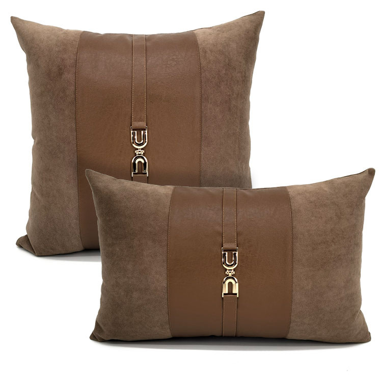svijetlo luksuzna siva/narančasta/boja kave jastučnica pu koža antilop patchwork jastučnica ukrasna kopča jastučnica oko struka