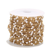 Veleprodaja 1 rola/10 metara širine 2 mm od nehrđajućeg čelika, pozlaćeni satelitski kabelski kuglasti lanac s perlama za izradu ženskih ogrlica za djevojčice