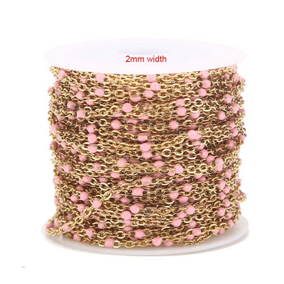 Veleprodaja 1 rola/10 metara širine 2 mm od nehrđajućeg čelika, pozlaćeni satelitski kabelski kuglasti lanac s perlama za izradu ženskih ogrlica za djevojčice