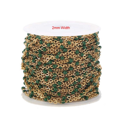 Veleprodaja 1 rola/10 metara širine 2 mm od nehrđajućeg čelika, pozlaćeni satelitski kabelski kuglasti lanac s perlama za izradu ženskih ogrlica za djevojčice