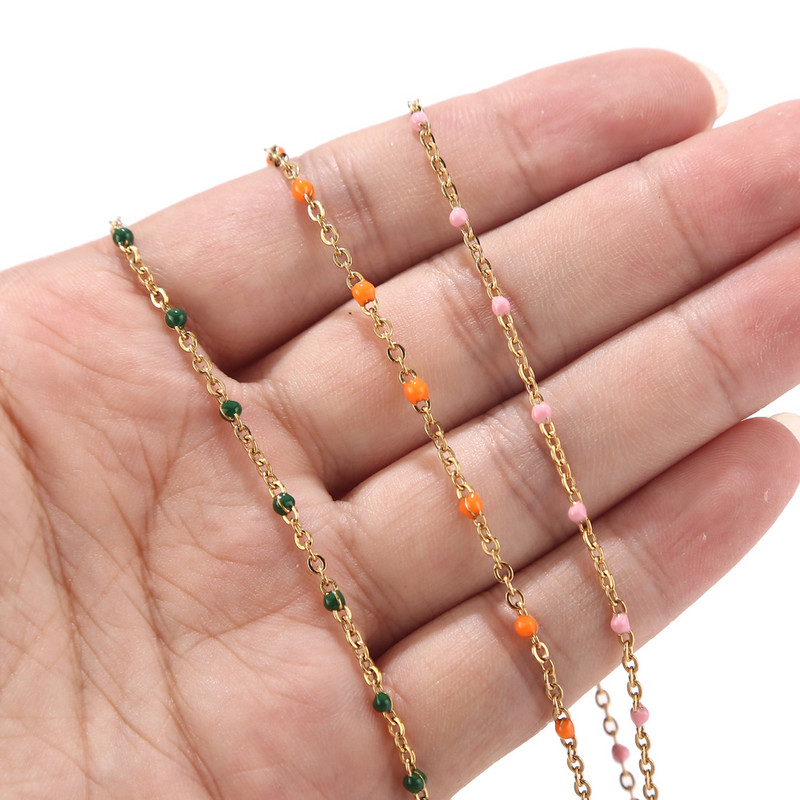 Veleprodaja 1 rola/10 metara širine 2 mm od nehrđajućeg čelika, pozlaćeni satelitski kabelski kuglasti lanac s perlama za izradu ženskih ogrlica za djevojčice