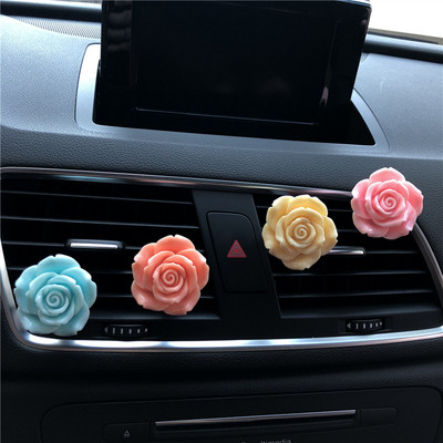 Деликатни цветни рози Декорация на щипка за парфюм за кола Моделиране на рози Дамски освежител за кола Прекрасни цветни орнаменти