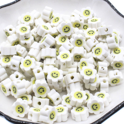 Rožinės šypsenos gėlės polimerinio molio tarpiklis karoliukai saulės gėlė, papuošalų gamybai, auskarų gamybai, karolių priedai 10 mm