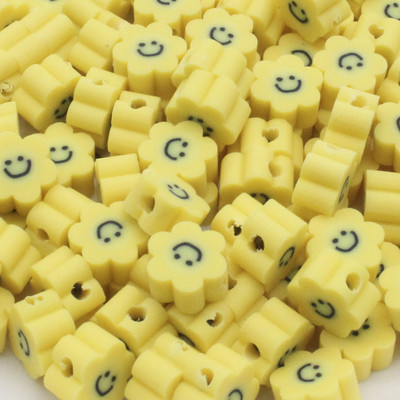 Rožinės šypsenos gėlės polimerinio molio tarpiklis karoliukai saulės gėlė, papuošalų gamybai, auskarų gamybai, karolių priedai 10 mm