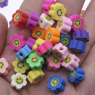 Rožinės šypsenos gėlės polimerinio molio tarpiklis karoliukai saulės gėlė, papuošalų gamybai, auskarų gamybai, karolių priedai 10 mm