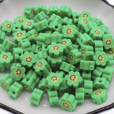 Rožinės šypsenos gėlės polimerinio molio tarpiklis karoliukai saulės gėlė, papuošalų gamybai, auskarų gamybai, karolių priedai 10 mm