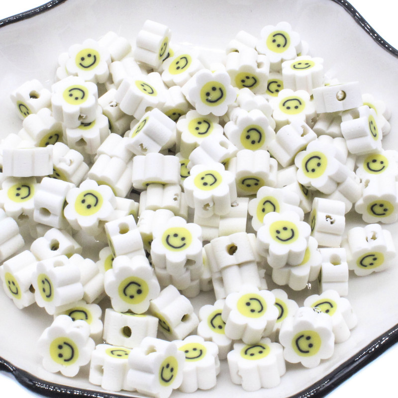 Rožinės šypsenos gėlės polimerinio molio tarpiklis karoliukai saulės gėlė, papuošalų gamybai, auskarų gamybai, karolių priedai 10 mm