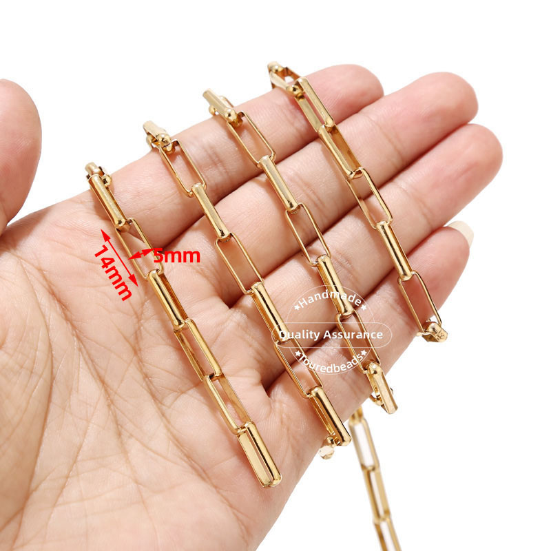 1 metar od nehrđajućeg čelika 5 mm širine zlatne kutije lančići DIY nalazi dugi ovalni lančić za izradu nakita