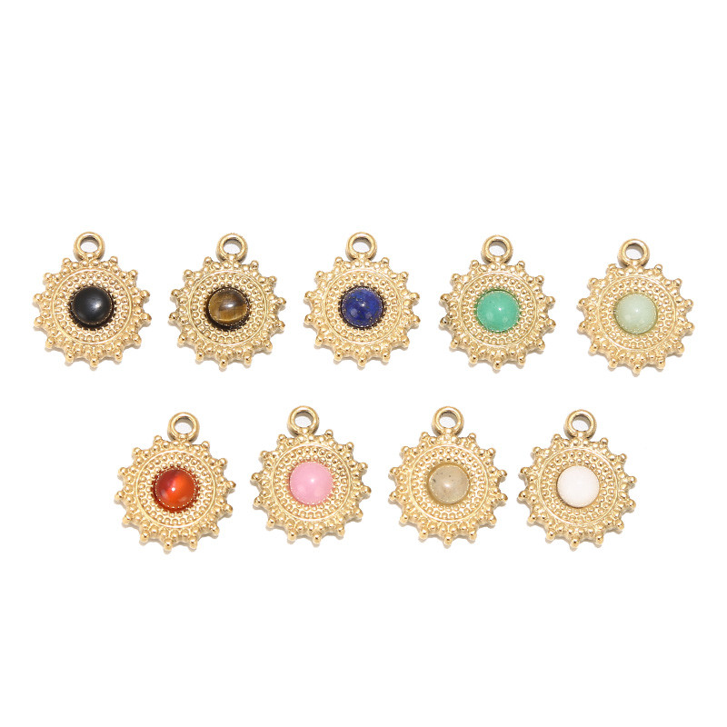 5 komada zlatnih privjesaka Sunčevog cvijeta od nehrđajućeg čelika, privjesaka od prirodnog kamena za žene, DIY pribor za izradu nakita, pribor za prodaju na veliko
