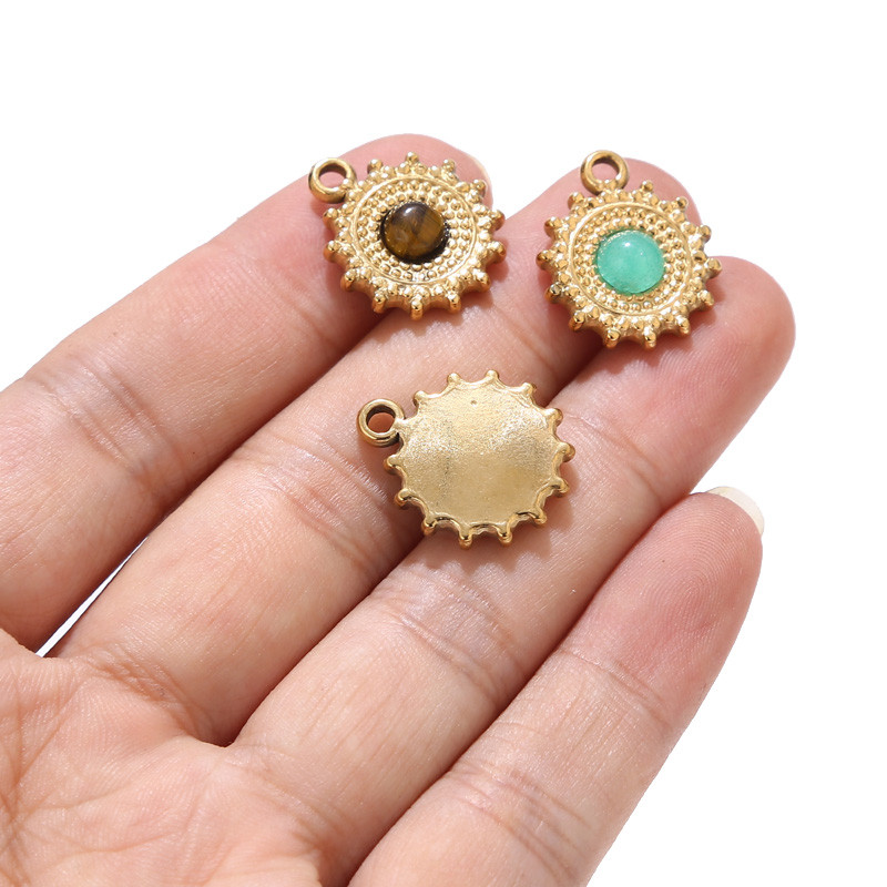 5 komada zlatnih privjesaka Sunčevog cvijeta od nehrđajućeg čelika, privjesaka od prirodnog kamena za žene, DIY pribor za izradu nakita, pribor za prodaju na veliko