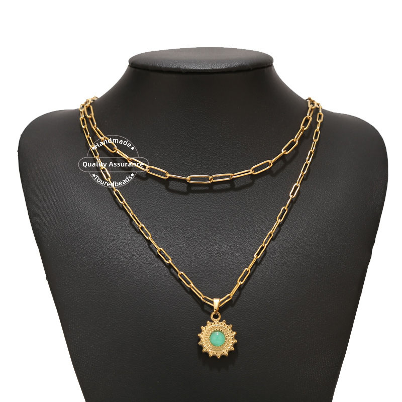 5 komada zlatnih privjesaka Sunčevog cvijeta od nehrđajućeg čelika, privjesaka od prirodnog kamena za žene, DIY pribor za izradu nakita, pribor za prodaju na veliko