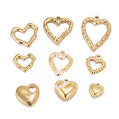5 komada različitih šupljih privjesaka u obliku srca od nehrđajućeg čelika, zlatnih DIY privjesaka u obliku srca za žene, ogrlica, narukvica, izrada narukvica na veliko