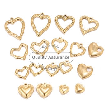 5 τμχ Ποικιλία από ανοξείδωτο χάλυβα Hollow Heart Charms Χρυσά DIY καρδιές μενταγιόν για γυναίκες Κολιέ βραχιόλι Anklet Κατασκευή χονδρικής