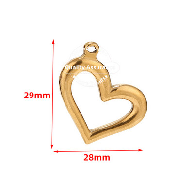 5 komada različitih šupljih privjesaka u obliku srca od nehrđajućeg čelika, zlatnih DIY privjesaka u obliku srca za žene, ogrlica, narukvica, izrada narukvica na veliko