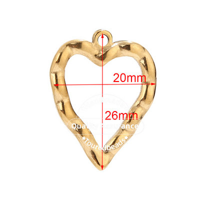 5 komada različitih šupljih privjesaka u obliku srca od nehrđajućeg čelika, zlatnih DIY privjesaka u obliku srca za žene, ogrlica, narukvica, izrada narukvica na veliko