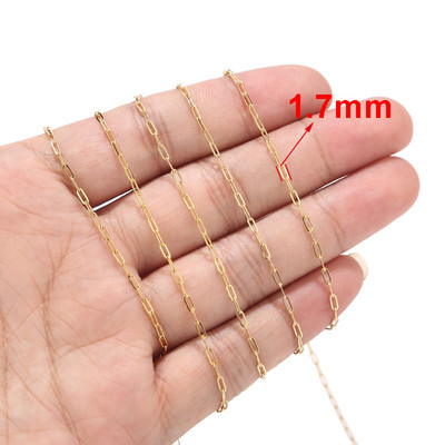 2 méter arany tónusú 1,7 mm széles Rolo kábellánc, rozsdamentes acél arany láncszem nyaklánc készítéshez