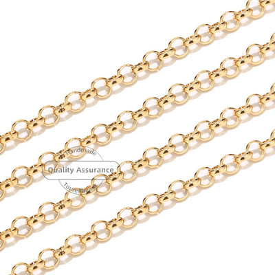 Zlatni rolo lanac od nehrđajućeg čelika od 1 metra 3 mm 4 mm 5 mm 6 mm širine otvorene okrugle karike za izradu nakita