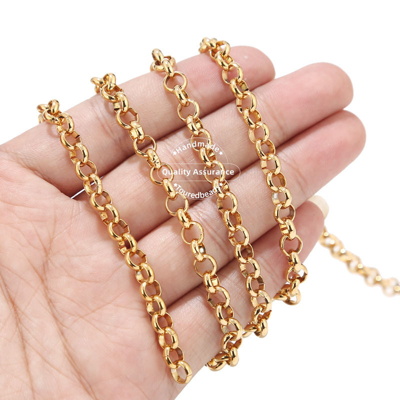 Zlatni rolo lanac od nehrđajućeg čelika od 1 metra 3 mm 4 mm 5 mm 6 mm širine otvorene okrugle karike za izradu nakita