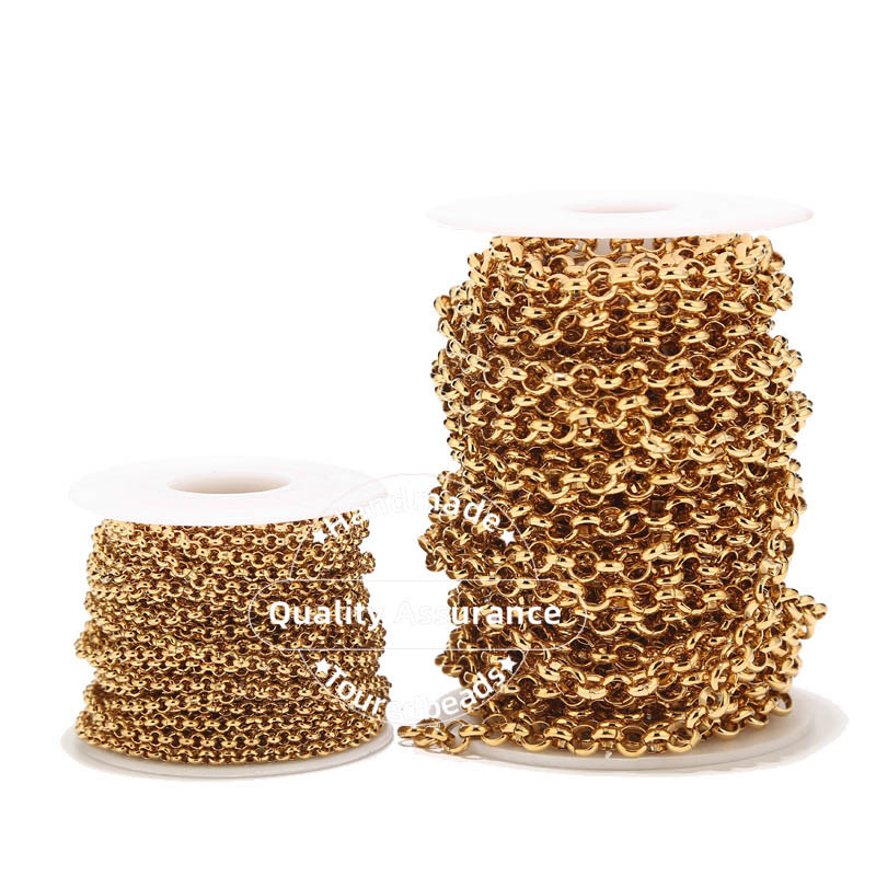 Zlatni rolo lanac od nehrđajućeg čelika od 1 metra 3 mm 4 mm 5 mm 6 mm širine otvorene okrugle karike za izradu nakita