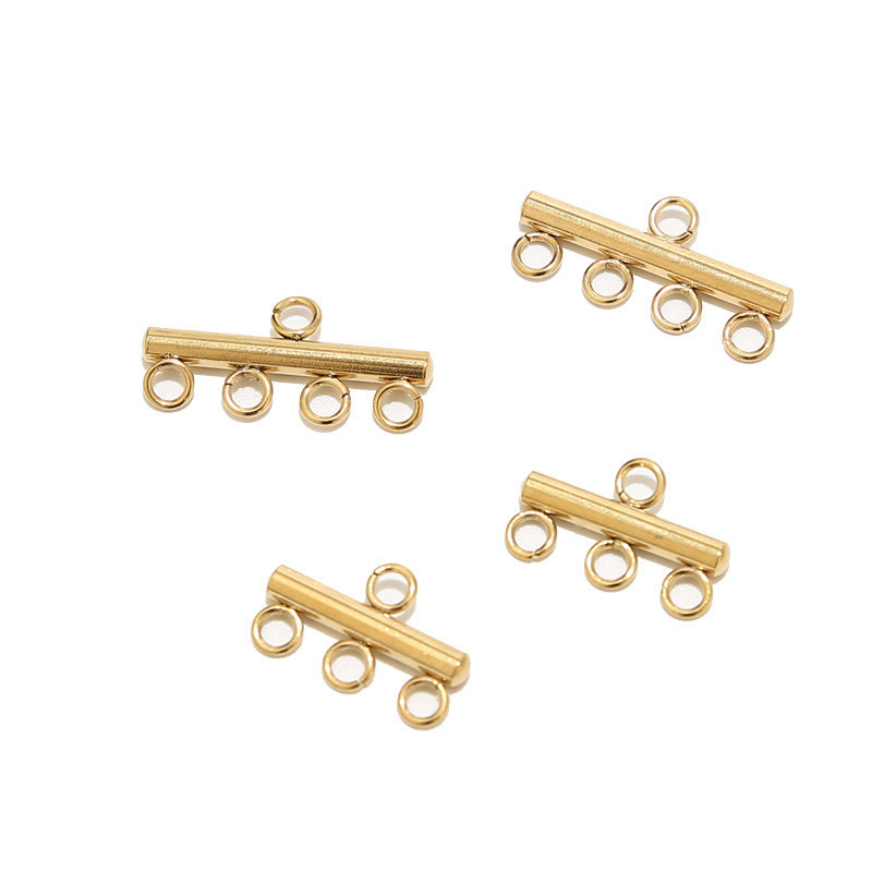 10 komada Zlatna višestruka ogrlica od nehrđajućeg čelika Narukvica Sloj kopče Privjesak Bails Konektor 4 petlje Naušnice Lanci Karike