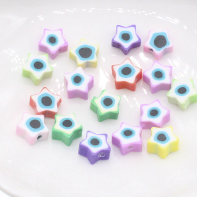 30/50/100 τμχ 10 χιλιοστά Pentagram Evil Eye Beads Polymer Clay Beads Loose Spacer Beads for Jewelry Making DIY Bracelet αξεσουάρ