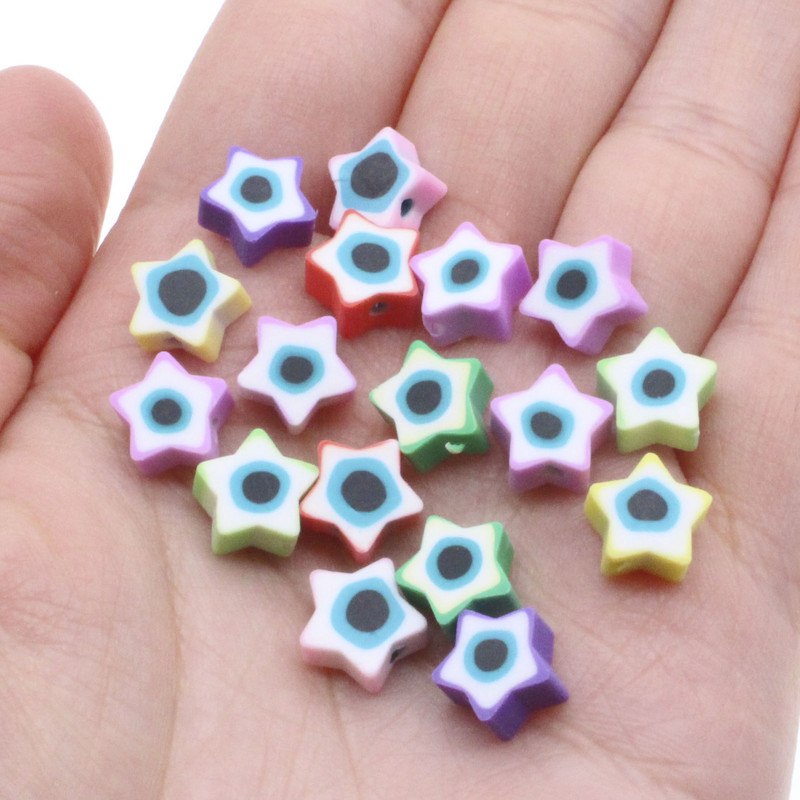 30/50/100 kom 10 mm Pentagram Evil Eye Perle Perle od polimerske gline Labave razmaknice perle za izradu nakita DIY pribor za narukvice