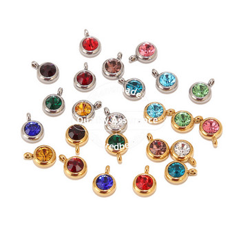 10 τμχ Ανοξείδωτο ατσάλι 9 χιλιοστών Χρυσό Birthstone Crystal Charms Χάντρες για Κολιέ Βραχιόλι Κοσμήματα Κατασκευής Μενταγιόν