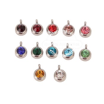 10 τμχ Ανοξείδωτο ατσάλι 9 χιλιοστών Χρυσό Birthstone Crystal Charms Χάντρες για Κολιέ Βραχιόλι Κοσμήματα Κατασκευής Μενταγιόν