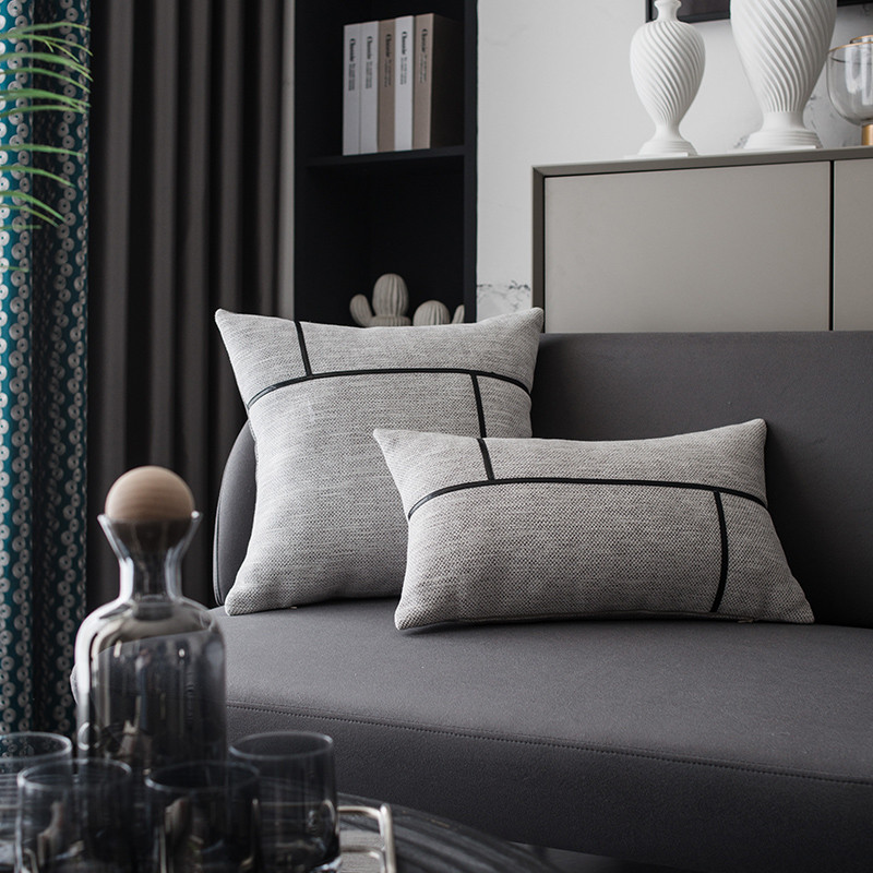 45x45/50x30cm Light Luxury houndstooth párnahuzat világosszürke fekete geometrikus derékpárnahuzat kanapé derék párnahuzat