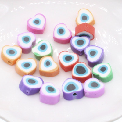 30/50/100 vnt 10 mm Love Heart Evil Eye karoliukai polimeriniai moliniai karoliukai laisvi tarpiniai karoliukai papuošalams gaminti pasidaryk pats apyrankės priedas