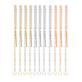 10 bucăți de fire de urechi cu șnur lung din oțel inoxidabil hipoalergenic, de 8 cm și 9 cm, cercei cu lanț cu ciucuri cu buclă, știft calibrul 20