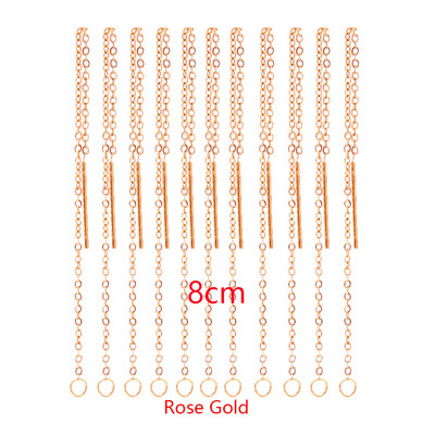 10 bucăți de fire de urechi cu șnur lung din oțel inoxidabil hipoalergenic, de 8 cm și 9 cm, cercei cu lanț cu ciucuri cu buclă, știft calibrul 20