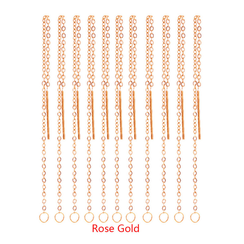 10 bucăți de fire de urechi cu șnur lung din oțel inoxidabil hipoalergenic, de 8 cm și 9 cm, cercei cu lanț cu ciucuri cu buclă, știft calibrul 20