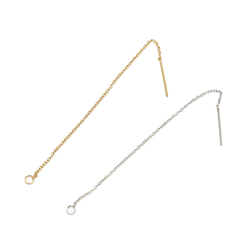 10 bucăți de fire de urechi cu șnur lung din oțel inoxidabil hipoalergenic, de 8 cm și 9 cm, cercei cu lanț cu ciucuri cu buclă, știft calibrul 20