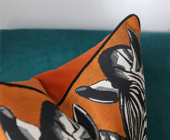Модерна, луксозна дизайнерска зебра оранжева тъкана кадифена декоративна калъфка за възглавница Домашен диван, стол, калъфка за възглавница, 47x47 см, 1 бр./лот